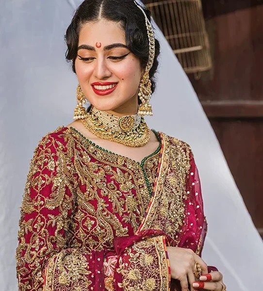 Traditionally Embroidered Shirt with a Gharara and Dupatta