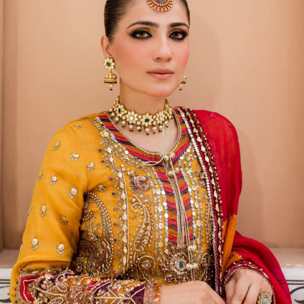 Mehandi Gharara Kameez Style Dress