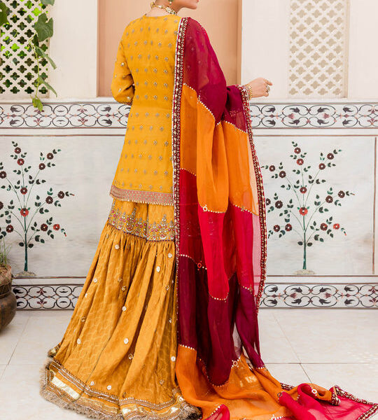 Mehandi Gharara Kameez Style Dress