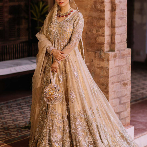 bridal Golden Pishwas Lehenga