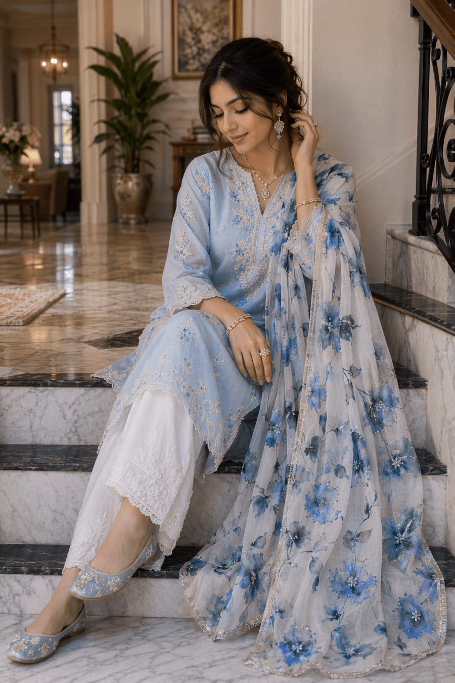 Online Dupatta Mystic Floral Elegance Dupatta