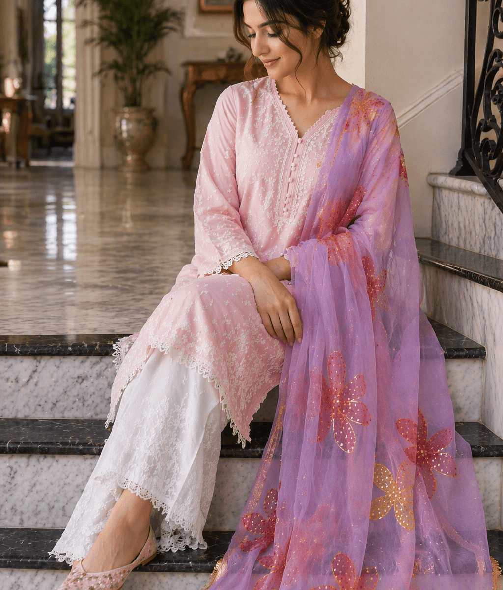 Cozy Gold and Red Flower Dupatta