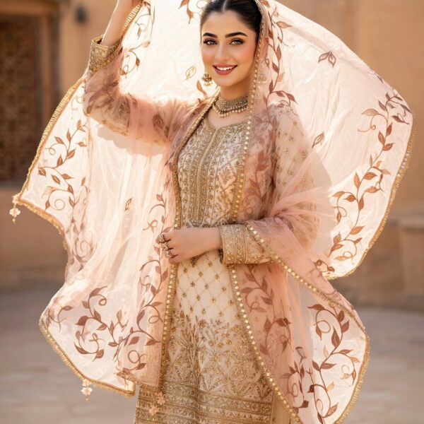 Floral Elegance Fabric Paint Dupatta