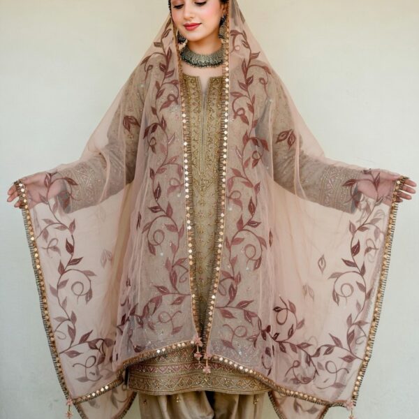 Floral Elegance Fabric Paint Dupatta
