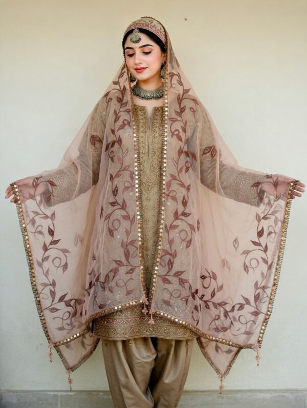 Floral Elegance Fabric Paint Dupatta