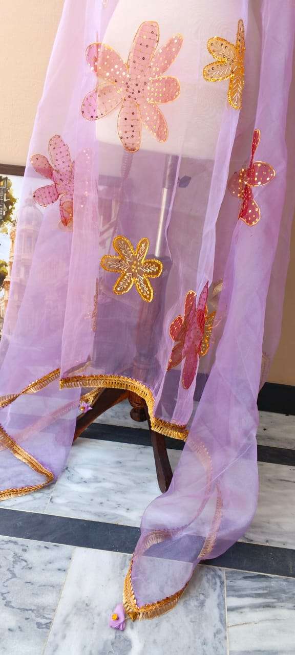 Online Dupatta Cozy Gold and Red Flower Dupatta