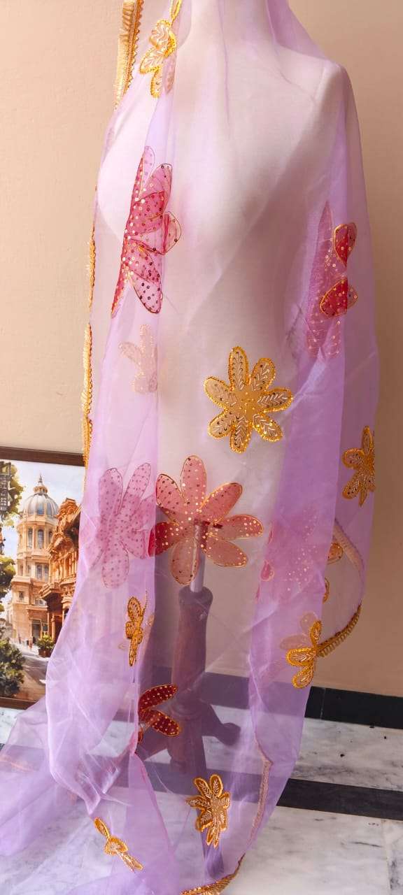 Online Dupatta Cozy Gold and Red Flower Dupatta