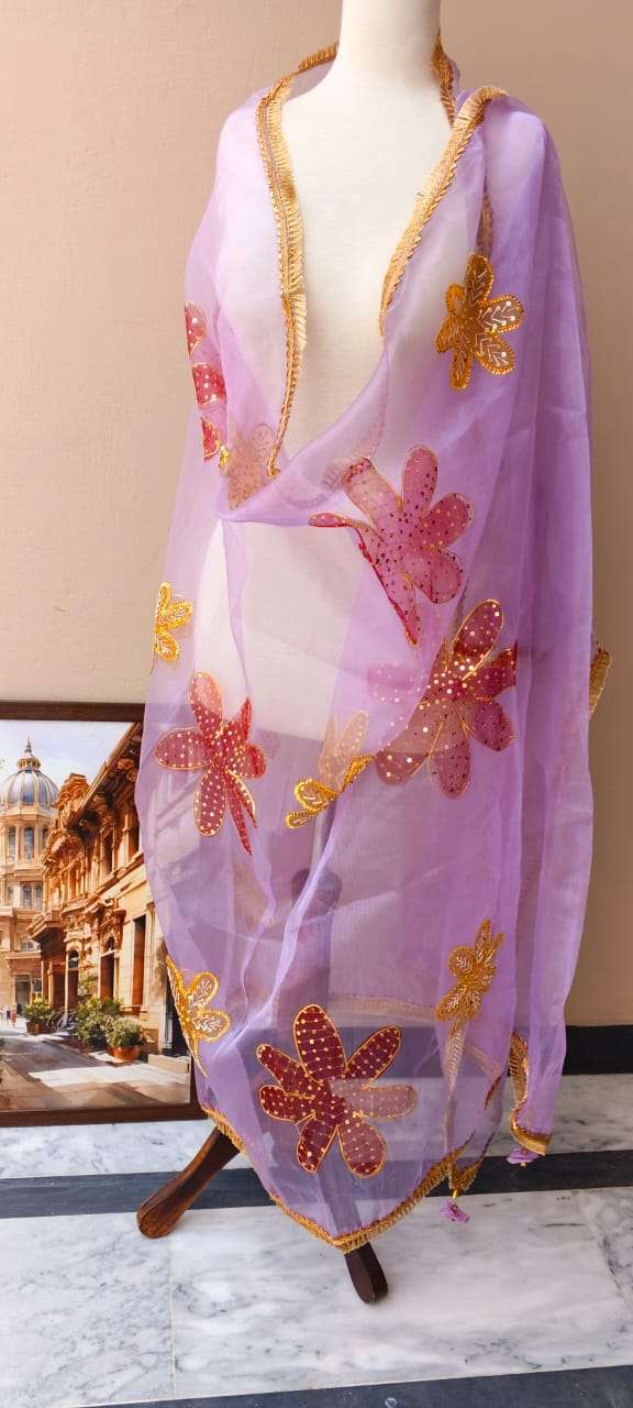 Online Dupatta Cozy Gold and Red Flower Dupatta