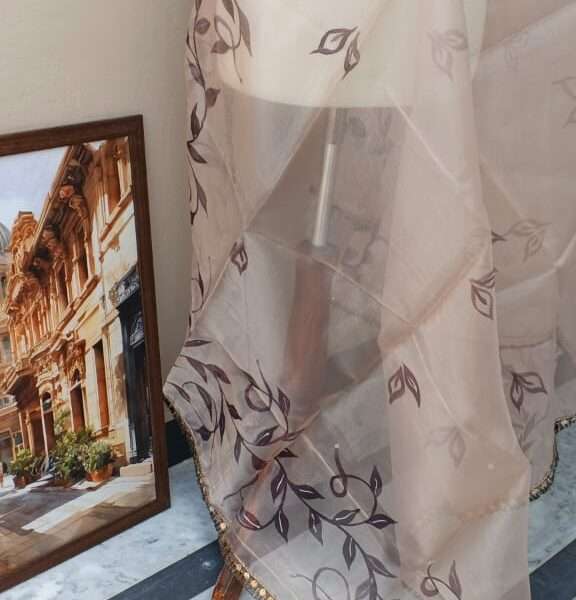Online Dupatta Floral Elegance Fabric Paint Dupatta