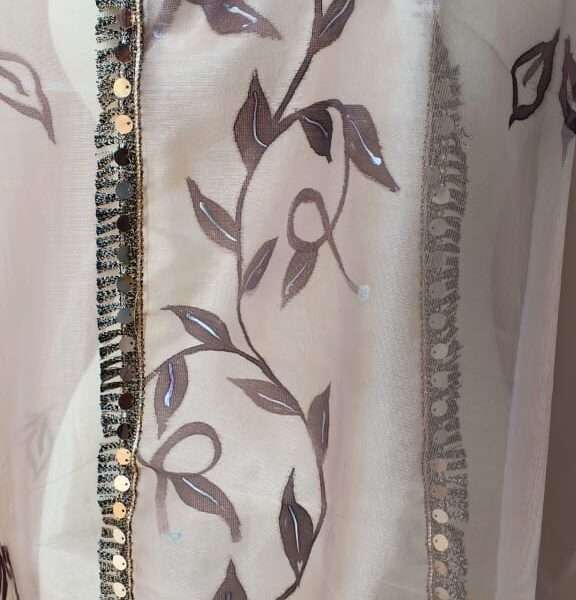 Online Dupatta Floral Elegance Fabric Paint Dupatta