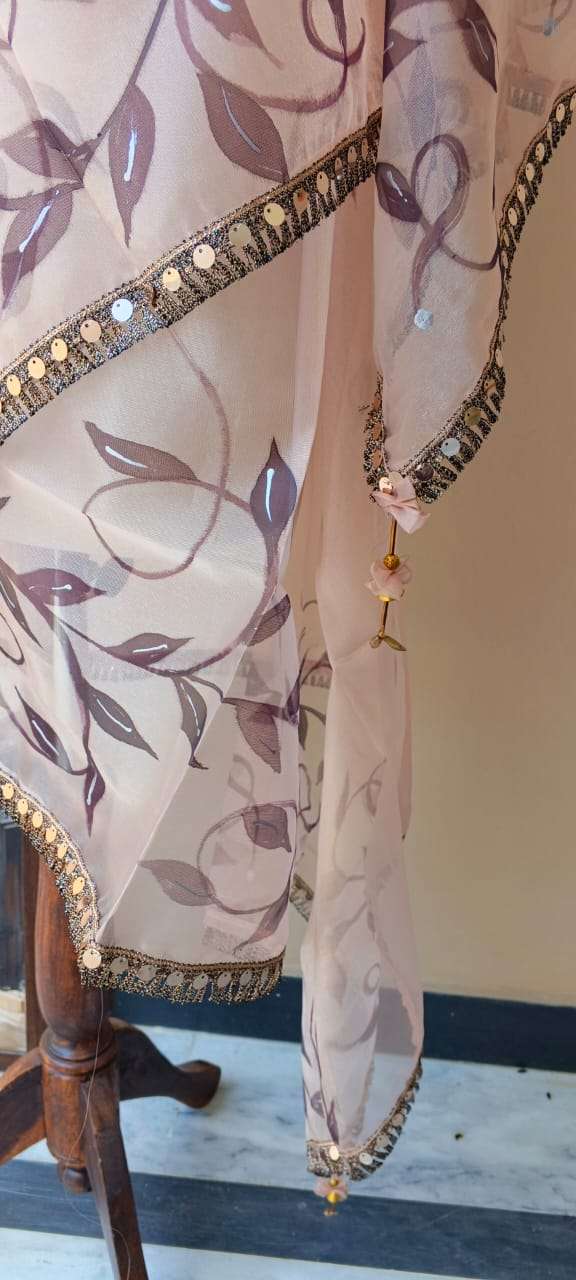 Online Dupatta Floral Elegance Fabric Paint Dupatta