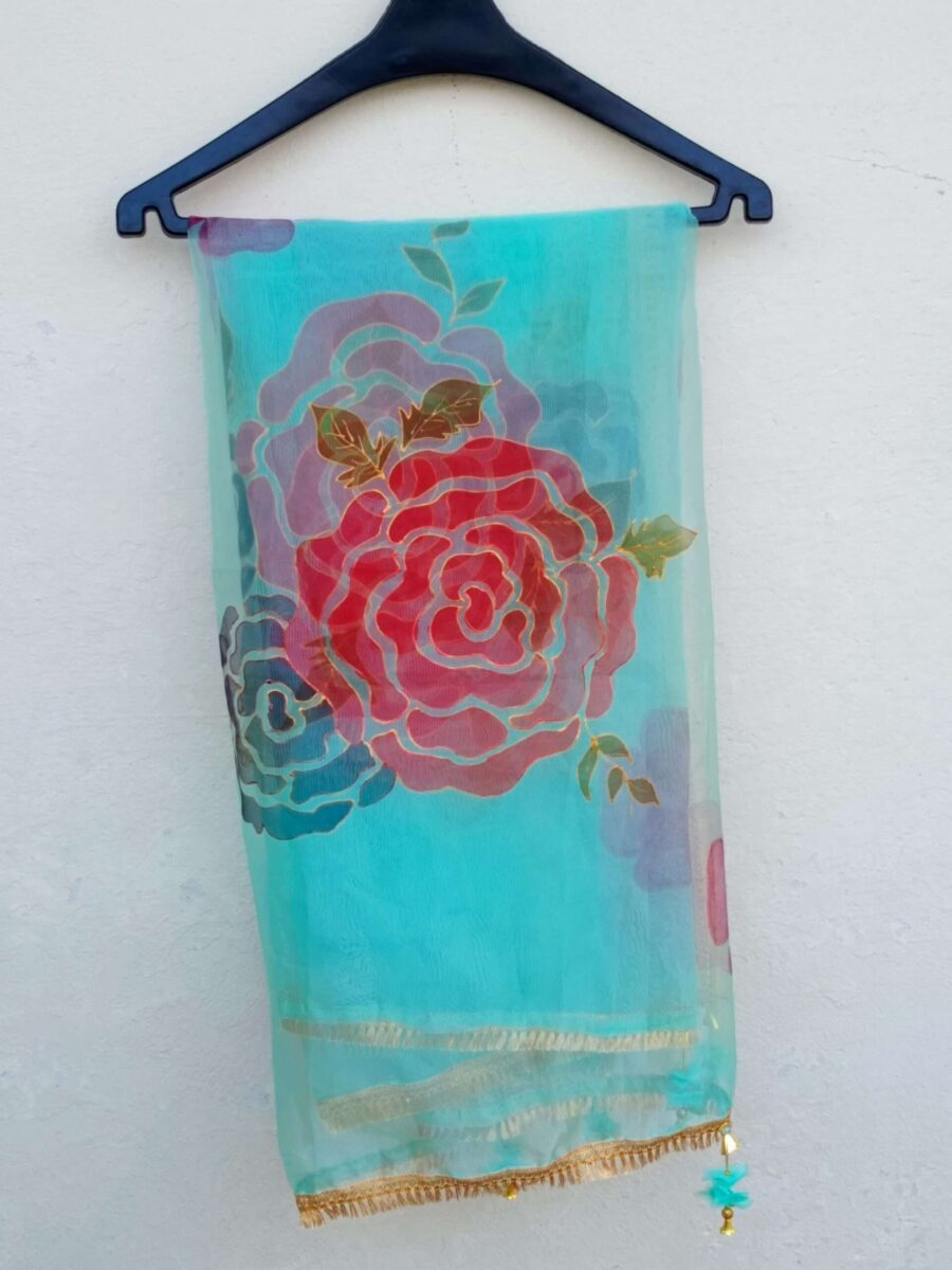 Floral Breeze Hand-Painted Dupatta