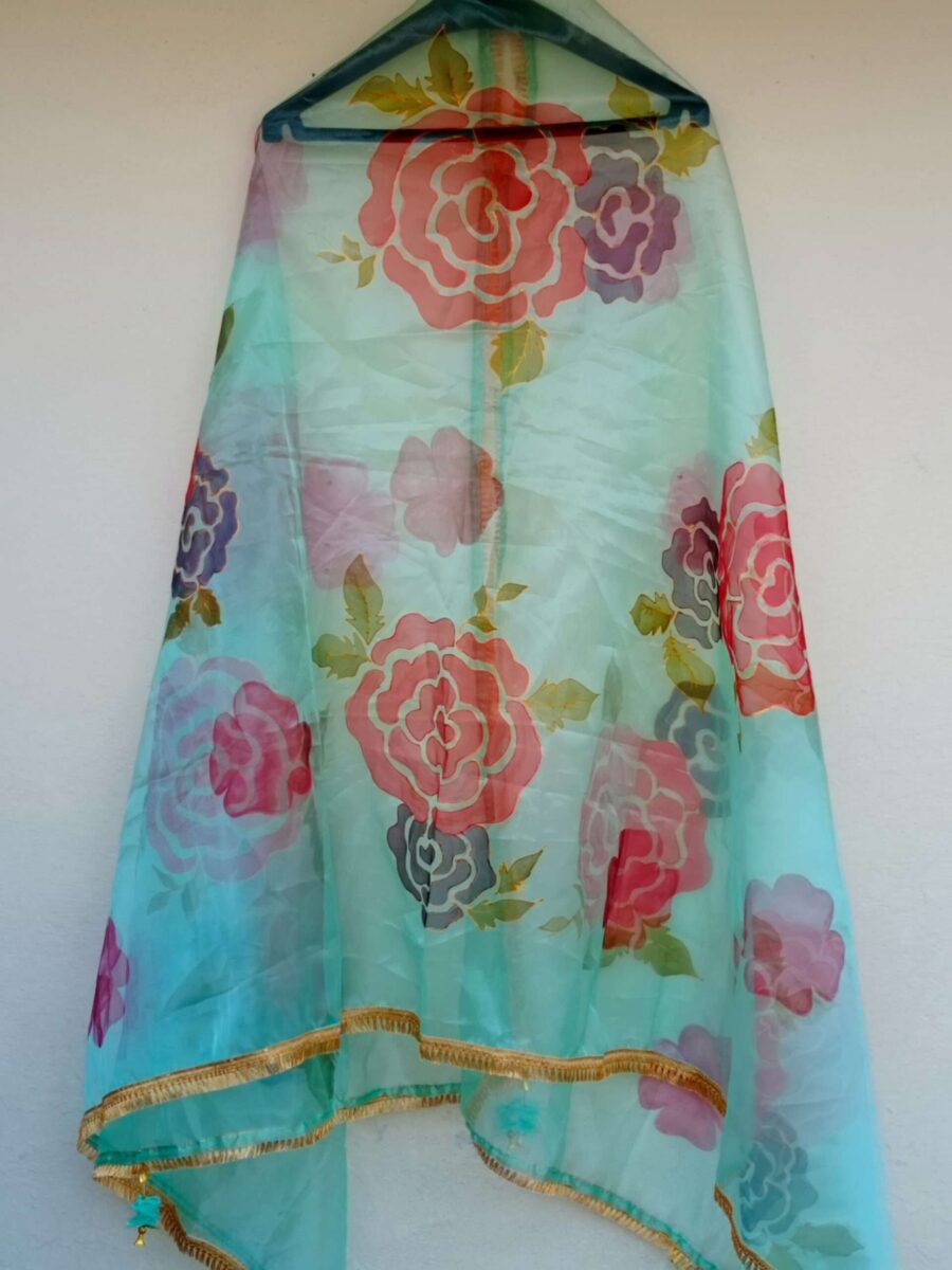 Floral Breeze Hand-Painted Dupatta