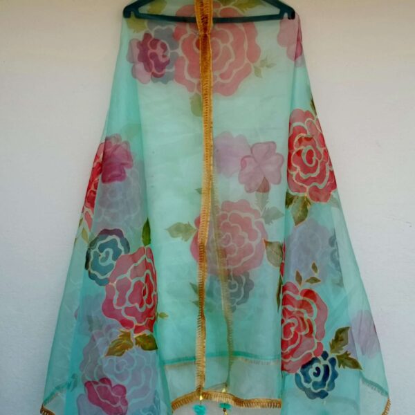 Floral Breeze Hand-Painted Dupatta