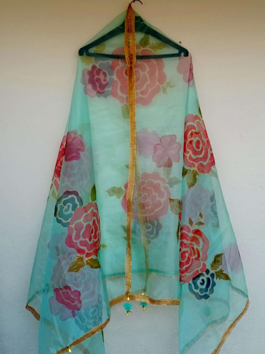 Floral Breeze Hand-Painted Dupatta