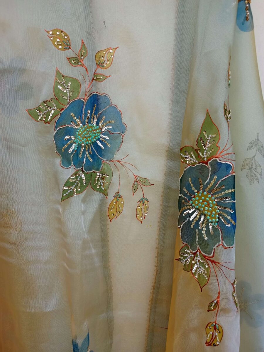 Paint Outfit Studio Mystical Blue Rose Blossom Dupatta