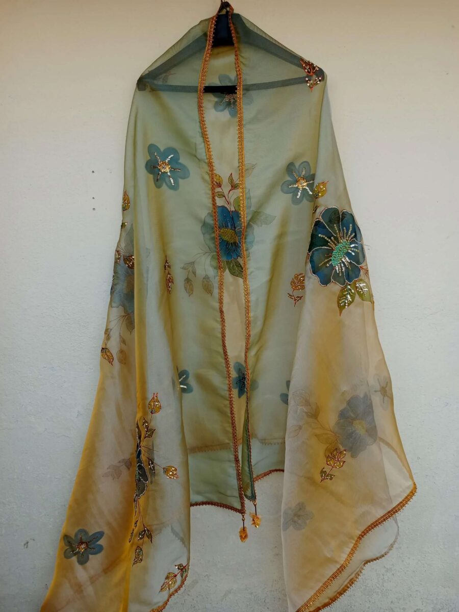Paint Outfit Studio Mystical Blue Rose Blossom Dupatta