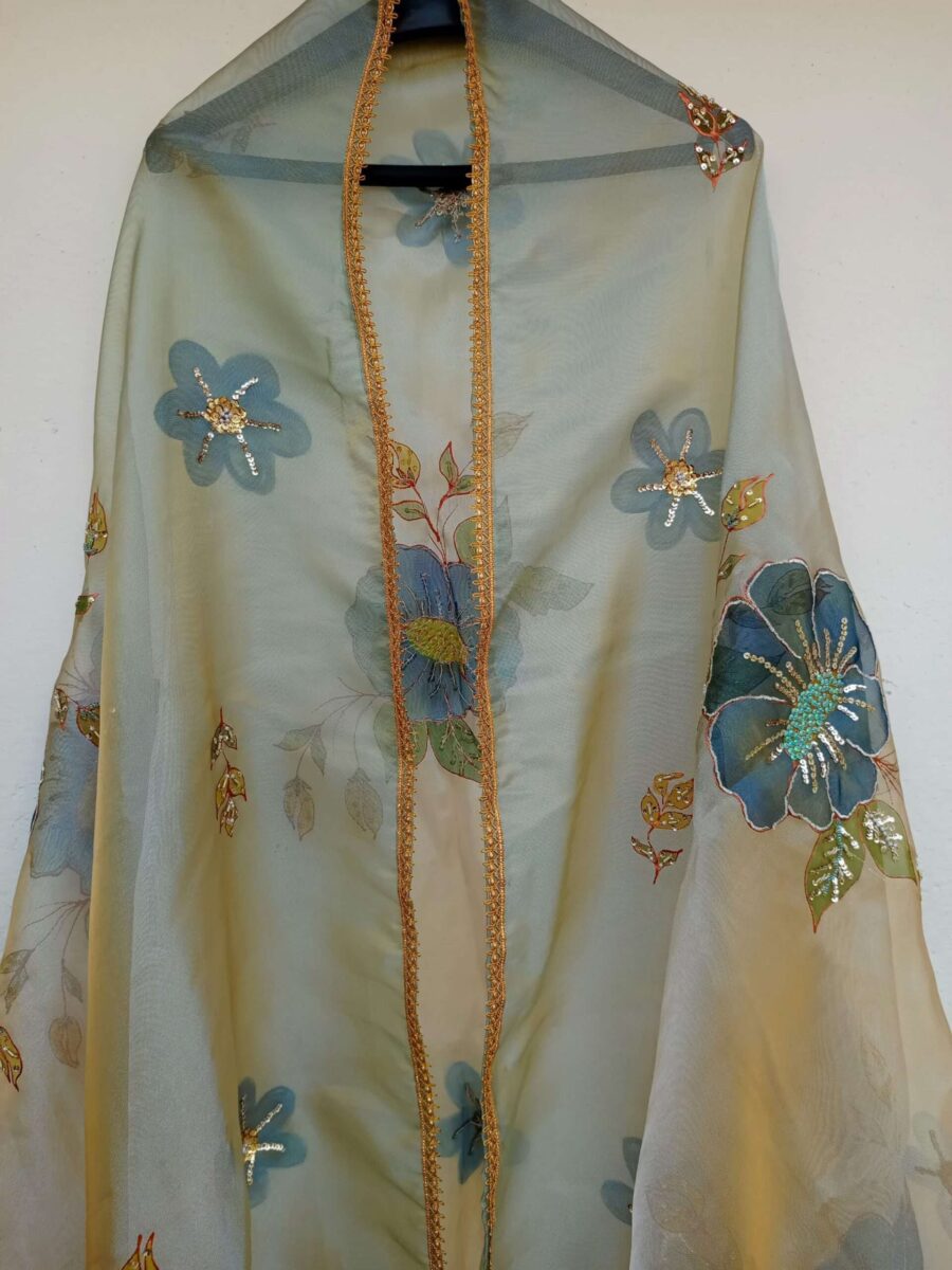Paint Outfit Studio Mystical Blue Rose Blossom Dupatta