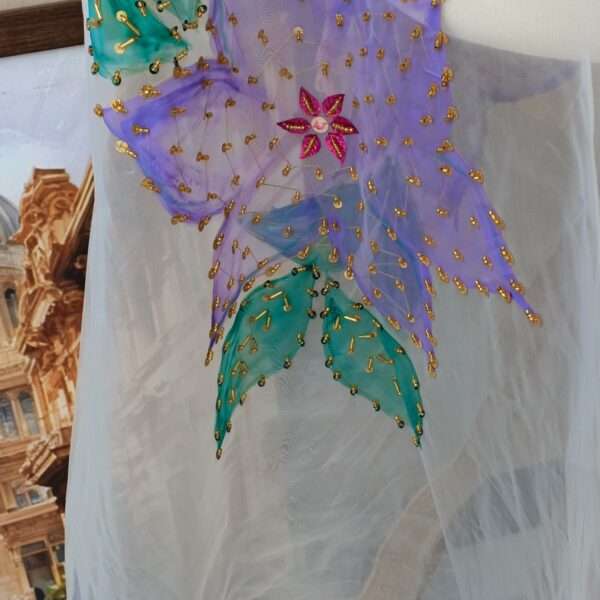 Pastel Bloom Hand-Painted Organza Dupatta