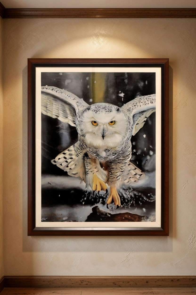 Snow owl oil painting Snow owl oil painting