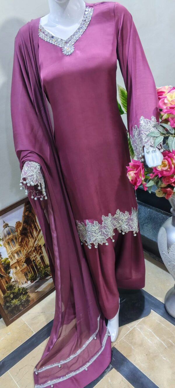 Maroon Silk Three Piece Suit-POS-3PC-07