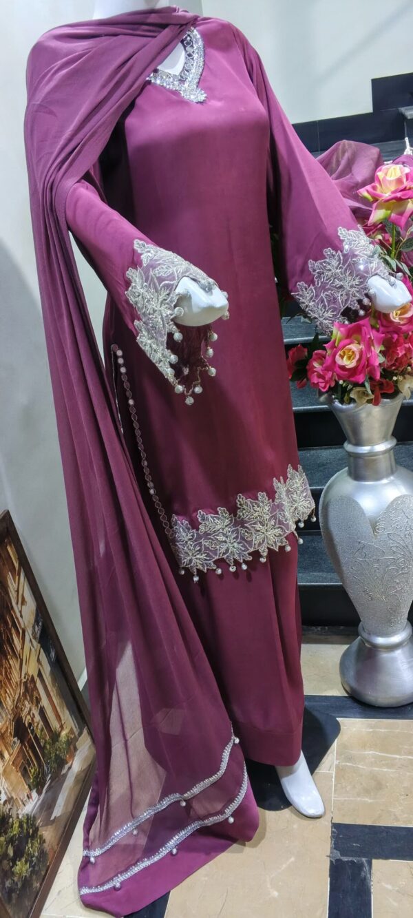 Maroon Silk Three Piece Suit-POS-3PC-07