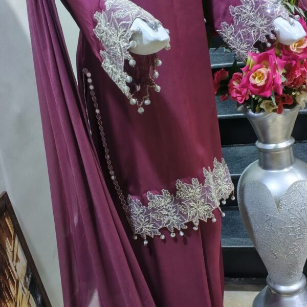 Maroon Silk Three Piece Suit-POS-3PC-07