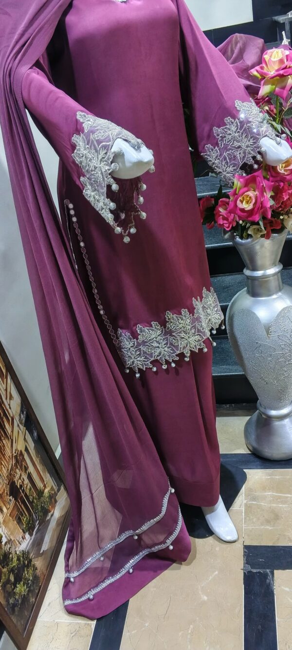 Maroon Silk Three Piece Suit-POS-3PC-07