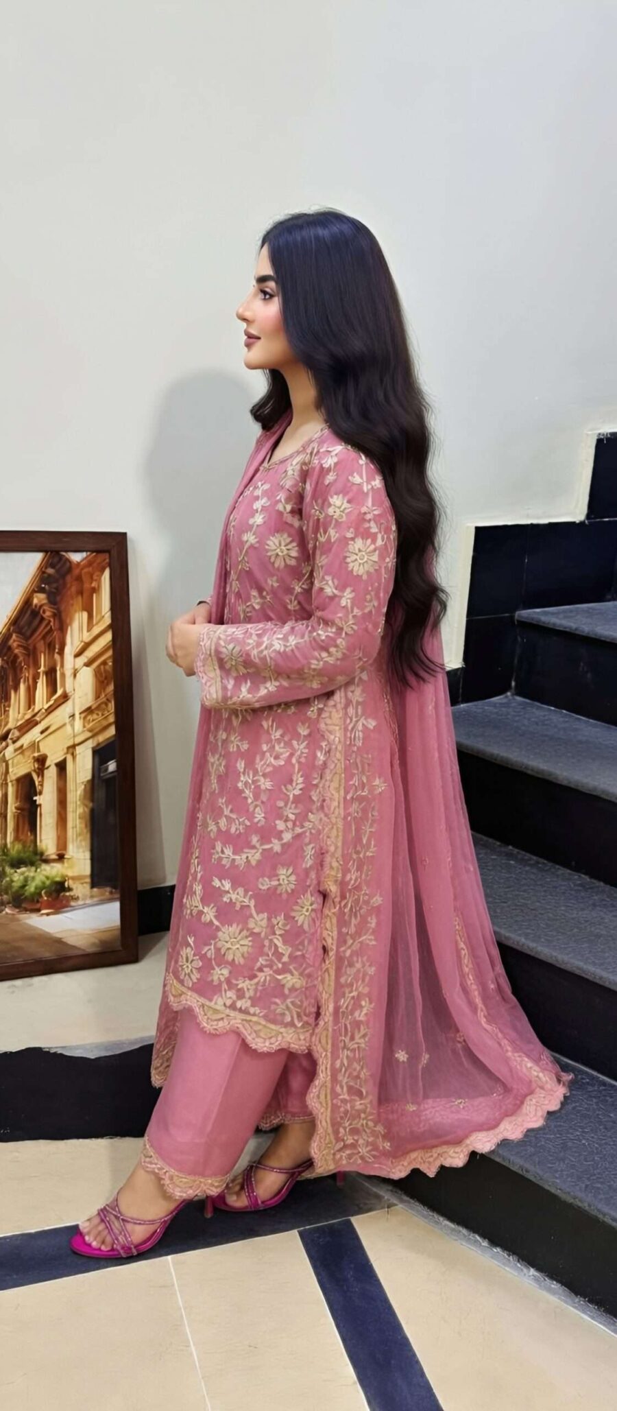 3 Piece Pink Crinkle Gotta Work Suit