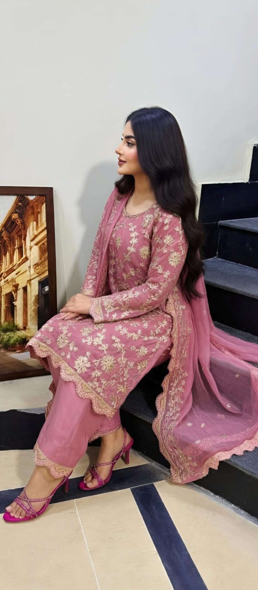 3 Piece Pink Crinkle Gotta Work Suit