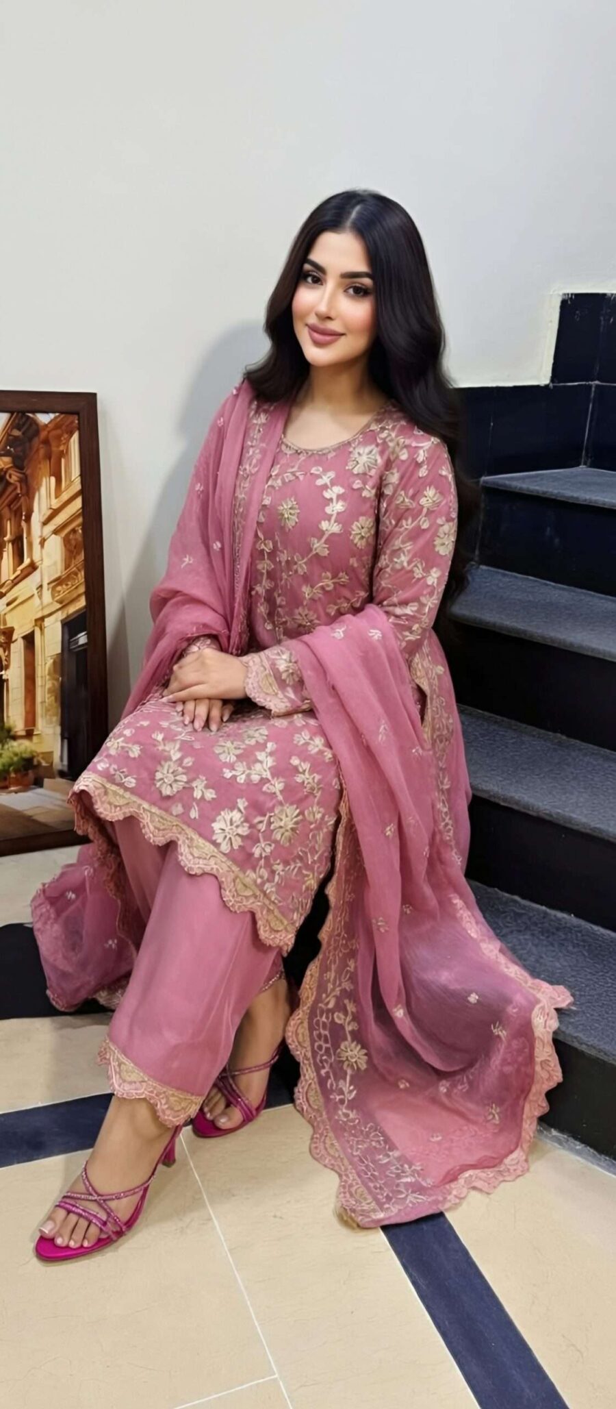 3 Piece Pink Crinkle Gotta Work Suit