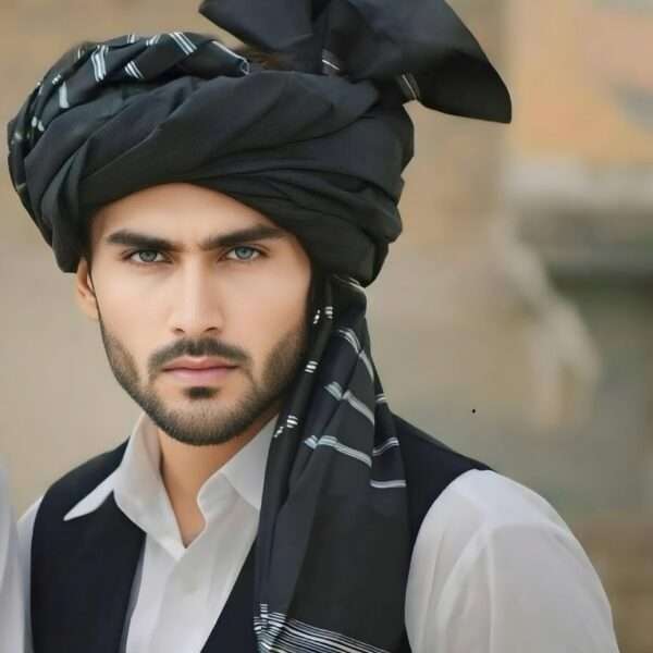Turban-POS 1 Black Afghani Pathan Turban (Lungi)