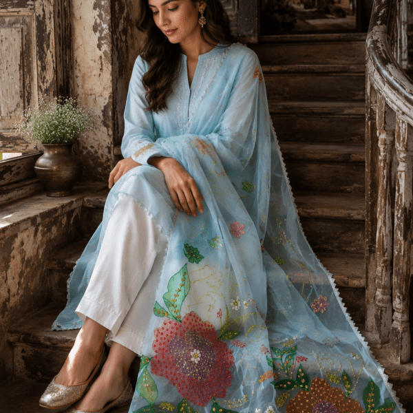 Sky Blossom Dupatta