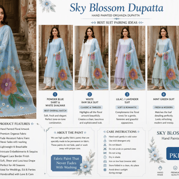 Sky Blossom Dupatta