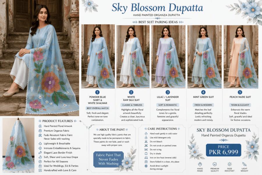 Sky Blossom Dupatta