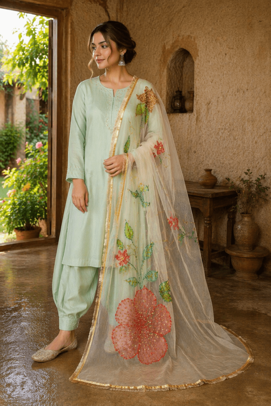 Floral Dew Premium Organza Dupatta