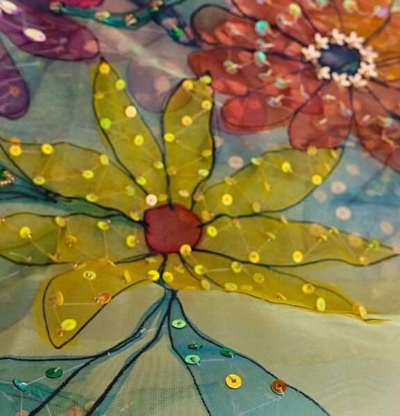 Dupatta Hand-Painted Floral Art tissue Dupatta
