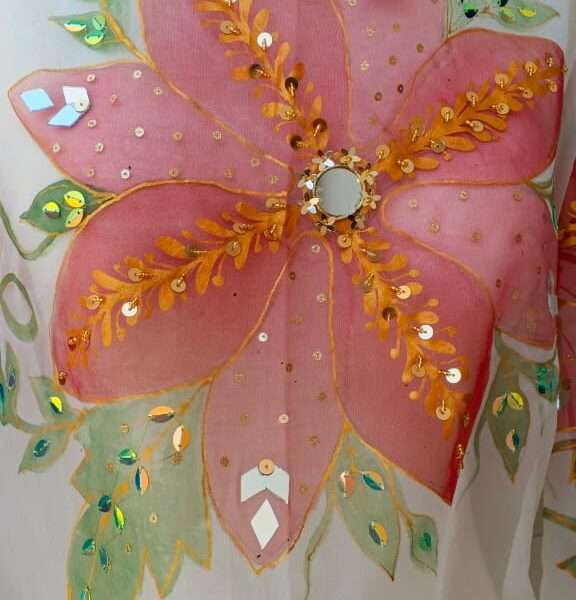 Hand-Painted Dupatta with Mirror & Sequin Work