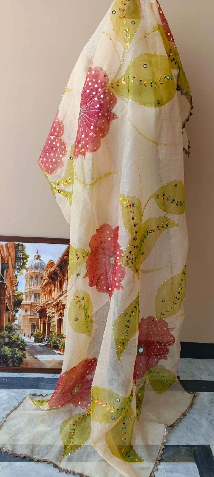 Blush Blossom Premium Tissue Dupatta
