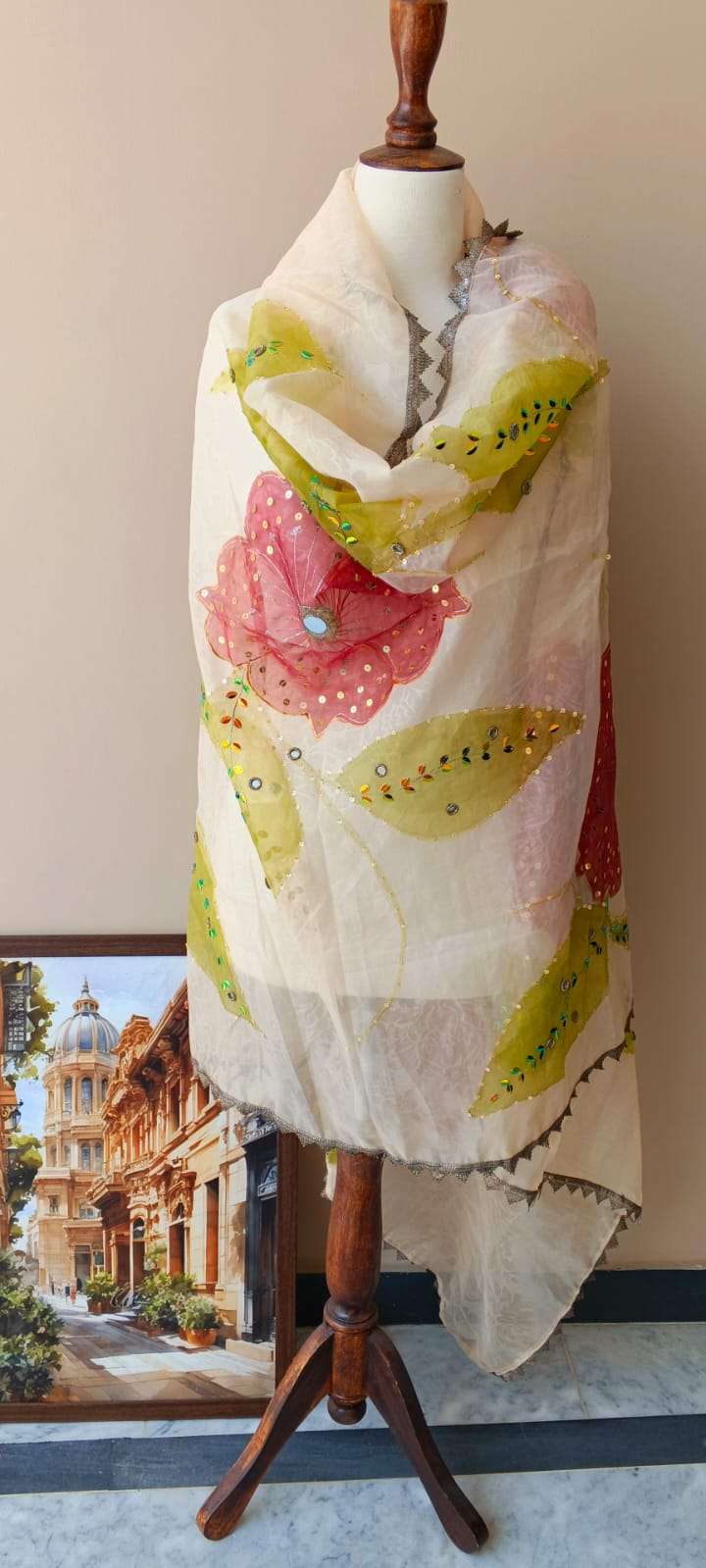 Blush Blossom Premium Tissue Dupatta