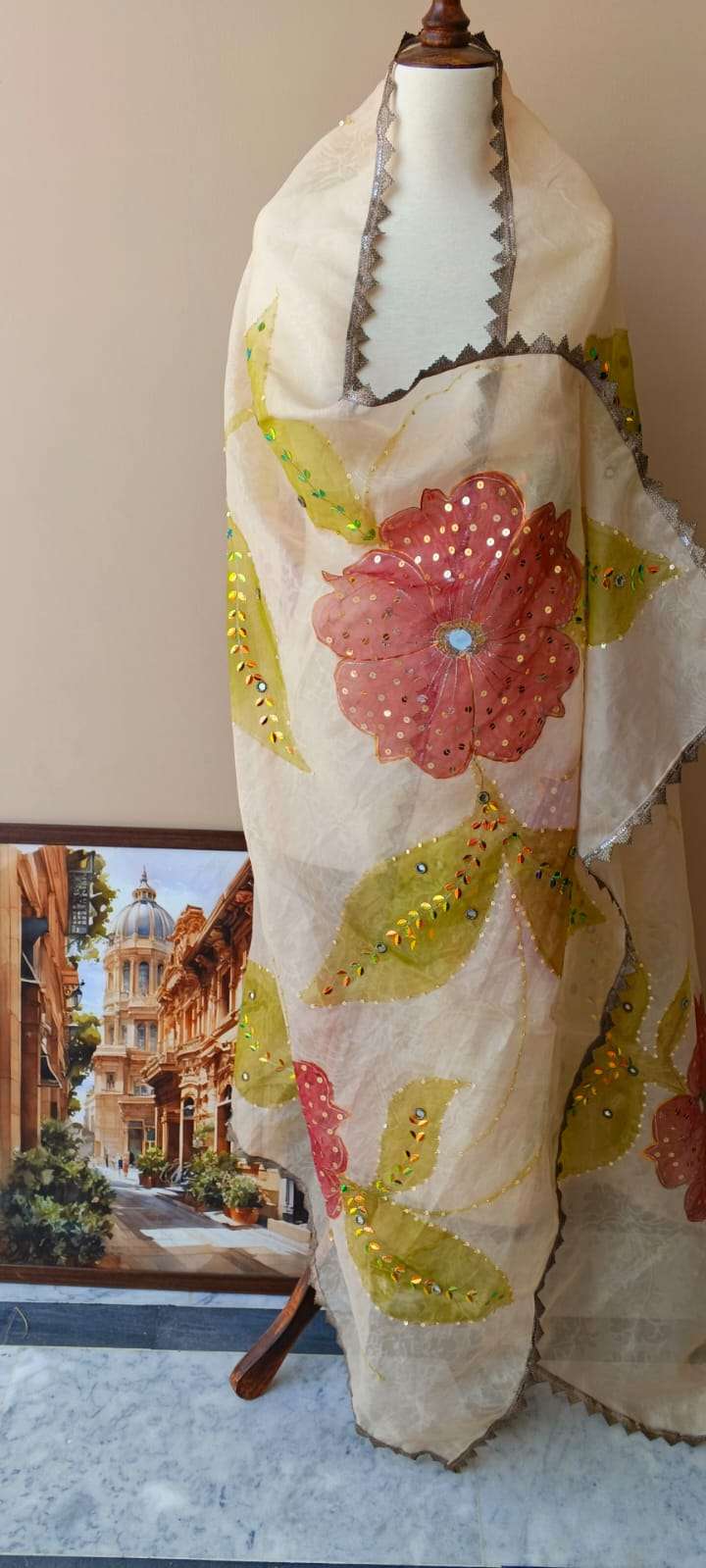 Blush Blossom Premium Tissue Dupatta
