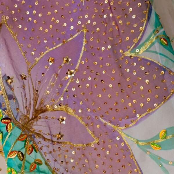 White Organza Dupatta with Multicolor Floral Design