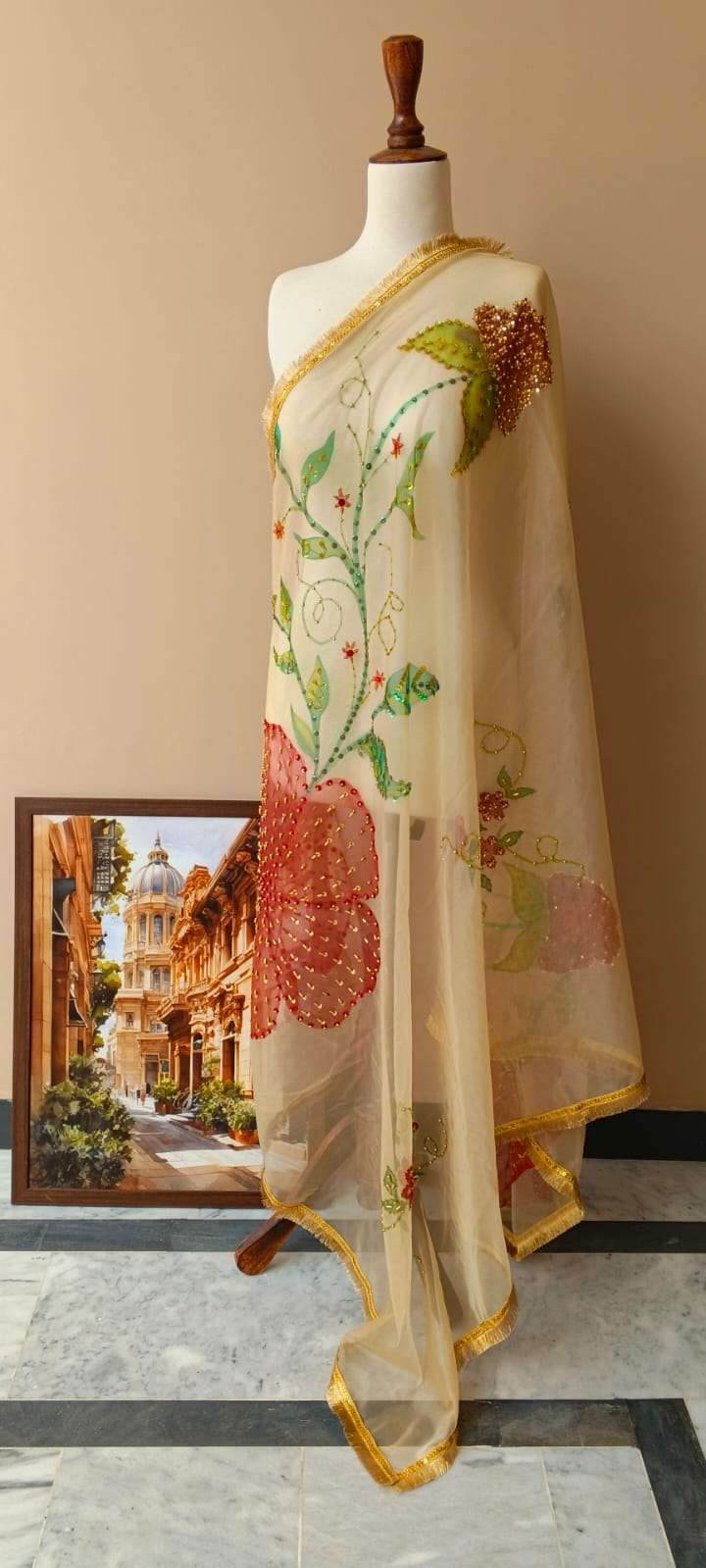 Floral Dew Premium Organza Dupatta