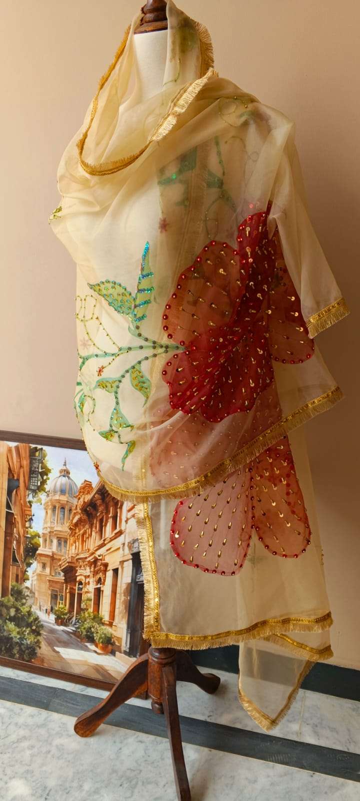 Floral Dew Premium Organza Dupatta