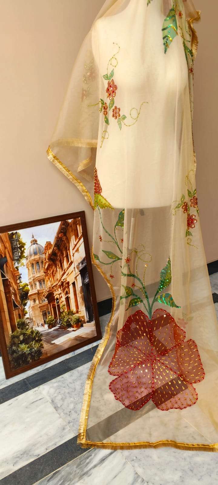 Floral Dew Premium Organza Dupatta