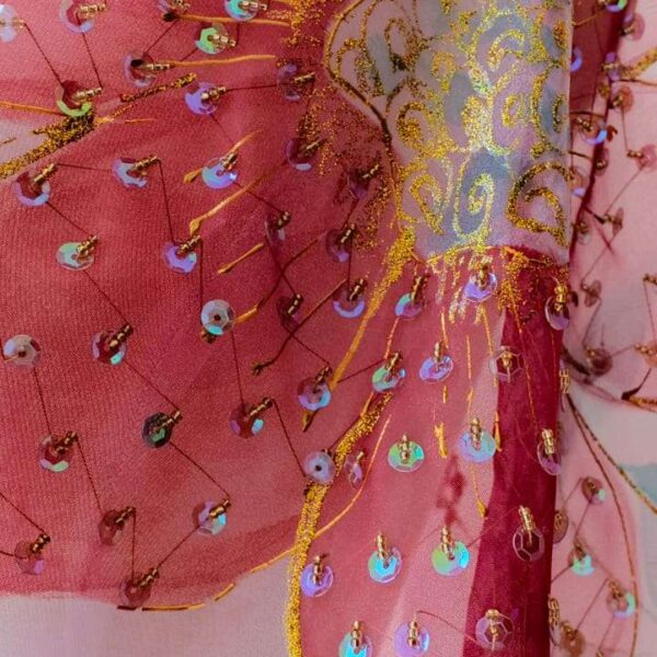 Dupatta Hand-Painted Lilac Organza Dupatta