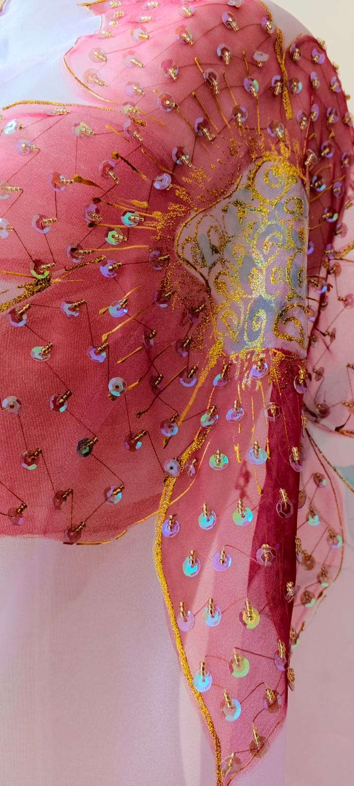 Dupatta Hand-Painted Lilac Organza Dupatta