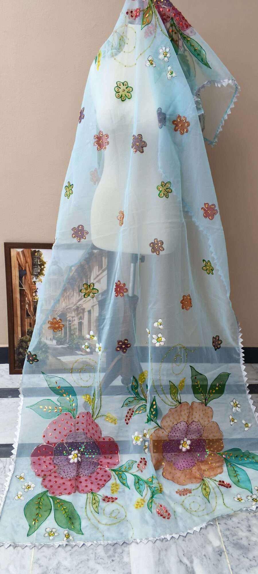 Sky Blossom Dupatta