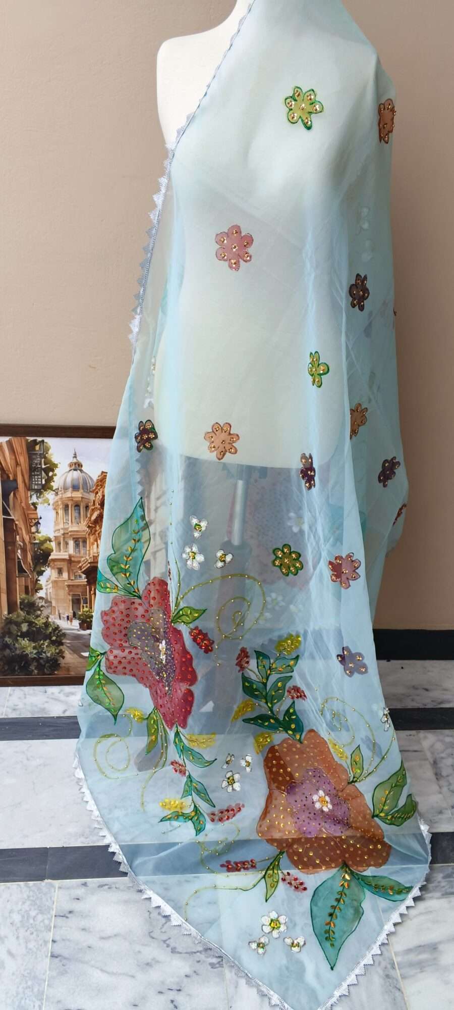 Sky Blossom Dupatta