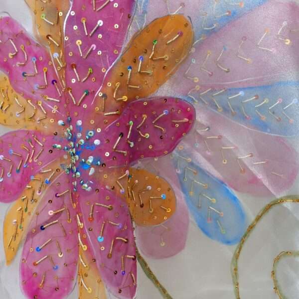 Online Dupatta Pastel Bloom Hand-Painted Organza Dupatta